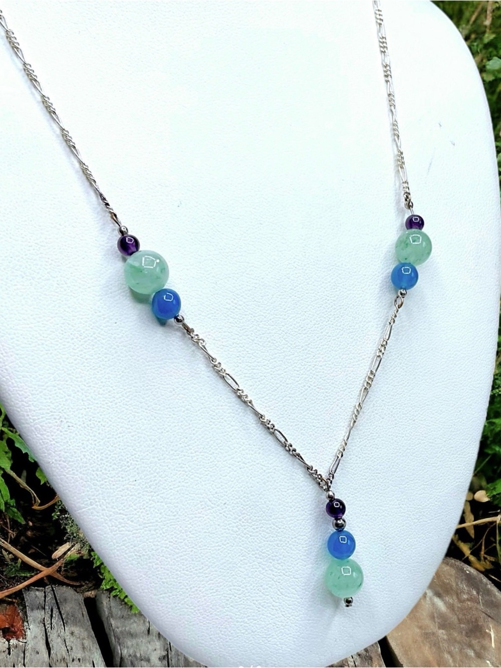 🌺Artisan Sterling, Chrysoprase, Quartz & Sterling Necklace